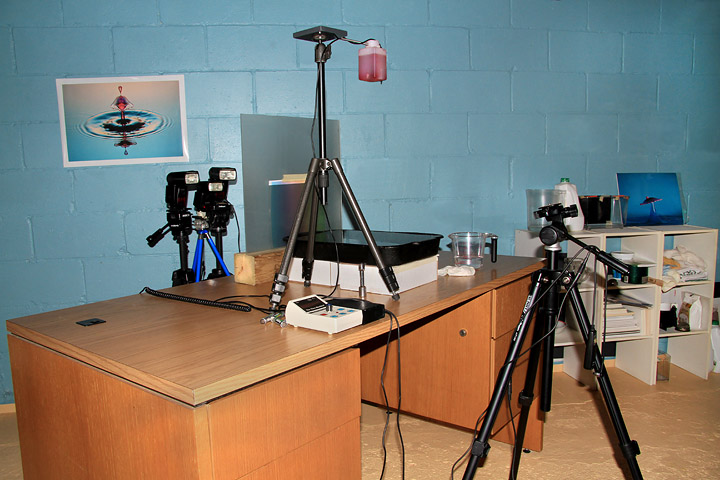 Setup 2 - The basic water set up that I use at the moment. The camera is at an angle low enough to catch a reflection without showing the front and back of the water tray.